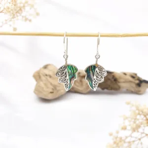 925 sterling silver butterfly earrings with abalone shell close up