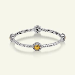 Bali silver bracelet with gold plated filigree stations