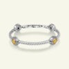 925 sterling silver twisted cable bracelet with gold plated details