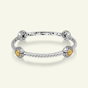 925 sterling silver twisted cable bracelet with gold plated details