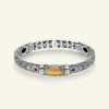 925 sterling silver bangle bracelet with gold plated honeycomb center