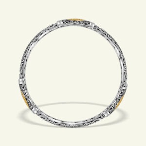 Indonesian 925 silver bangle bracelet with gold plated detail