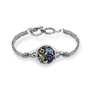 Celestial bamboo multistone bracelet in 925 sterling silver