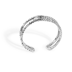 detailed view of Dragon Bone inspired Balinese silver cuff bracelet