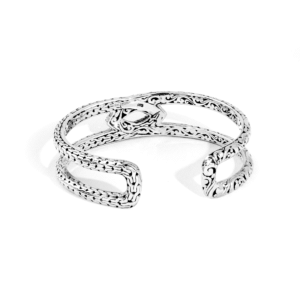 back view of Balinese carved sterling silver cuff bracelet